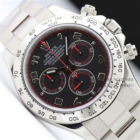 rolex 18kt white gold daytona black red dial fake